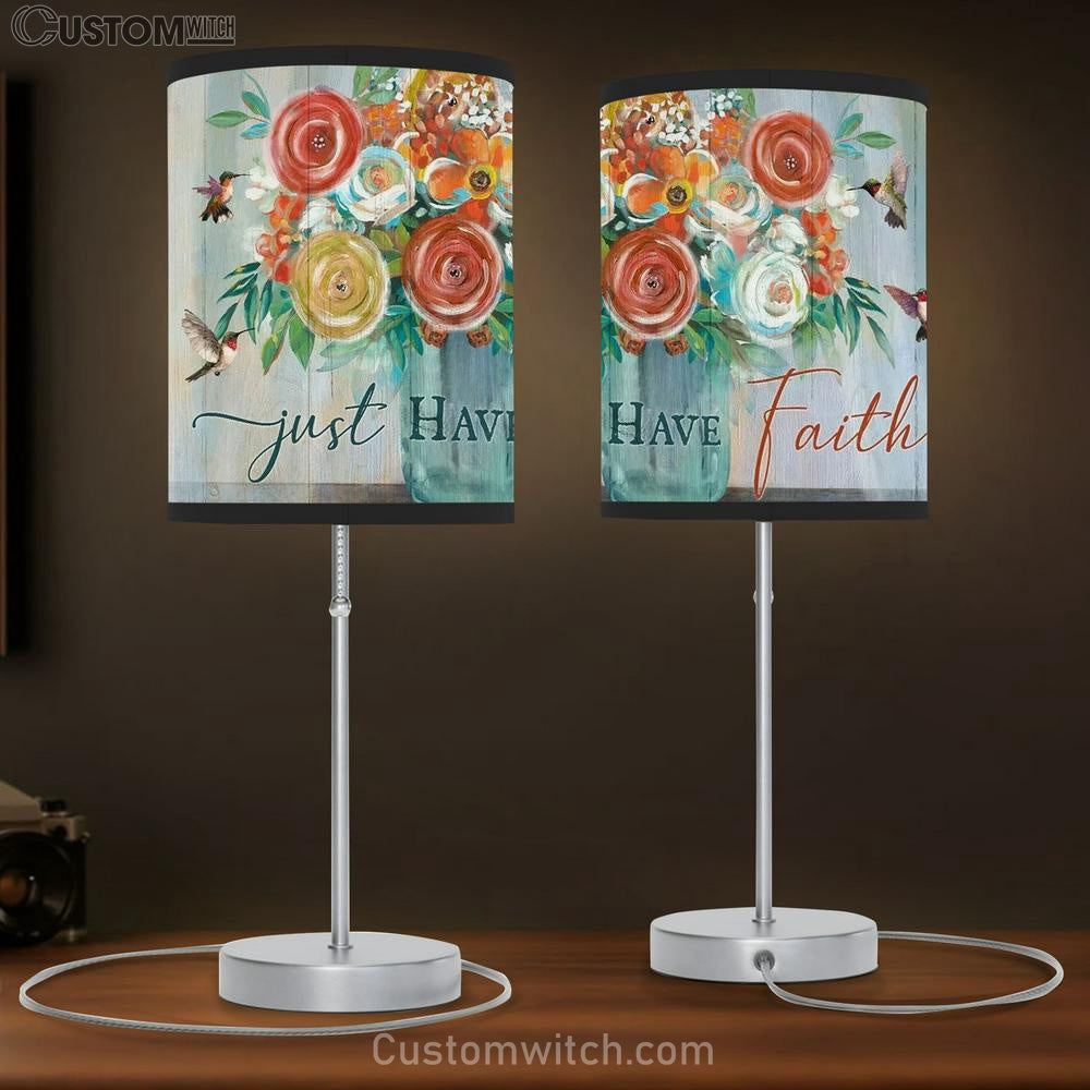 Flower Painting, Rose, Hummingbirds, Just Have Faith Table Lamb