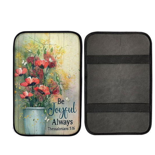 Flower White Butterfly Poppy Be Joyful Always Car Center Console Cover, Christian Car Accessories