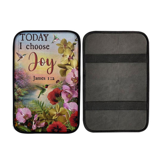 Flower World, Hummingbird, Sunrise Sky, Today I Choose Joy Car Center Console Cover, Car Armrest Pad, Christian Gift, Armrest Box Mat