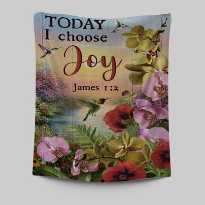 Flower World, Hummingbird, Sunrise Sky, Today I Choose Joy Tapestry