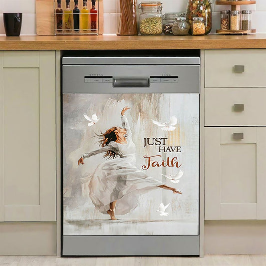 Flying Dove Just Have Faith Dishwasher Cover, Christian Dishwasher Magnet Cover, Religious Home Decor