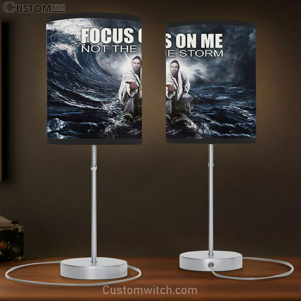 Focus On Me Not The Storm Christian Lamb Gift - Jesus Reaching Hand Table Lamb - Christian Bedroom Decor