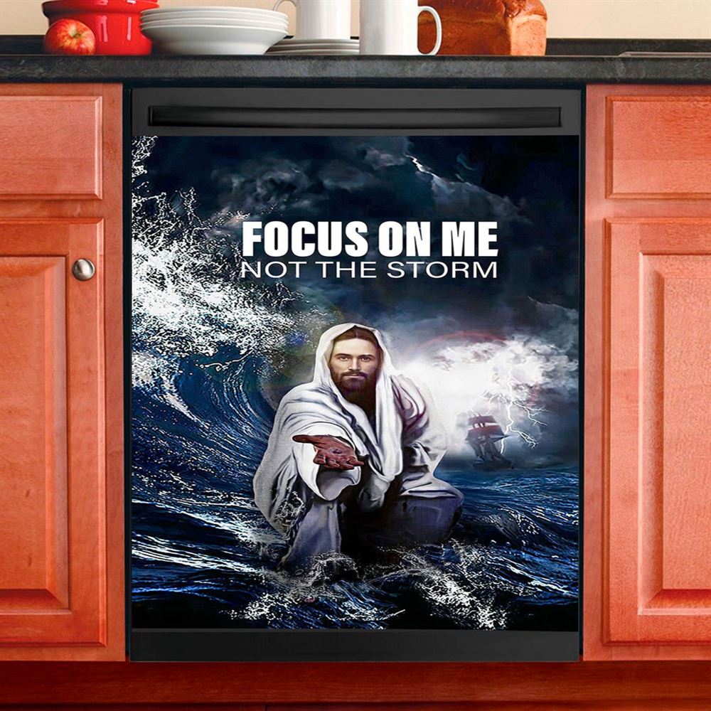Focus On Me Not The Storm Jesus Dishwasher Cover, Jesus Dishwasher Magnet Cover, Christian Kitchen Decor