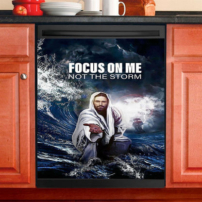 Focus On Me Not The Storm Jesus Dishwasher Cover, Jesus Dishwasher Magnet Cover, Christian Kitchen Decor