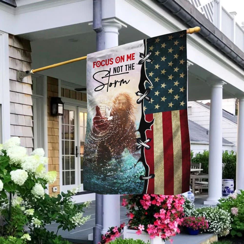 Focus On Me Not The Storm Jesus Hand Flag, Outdoor Christian House Flag, Christian Flag, Scripture Flag, Garden Banner