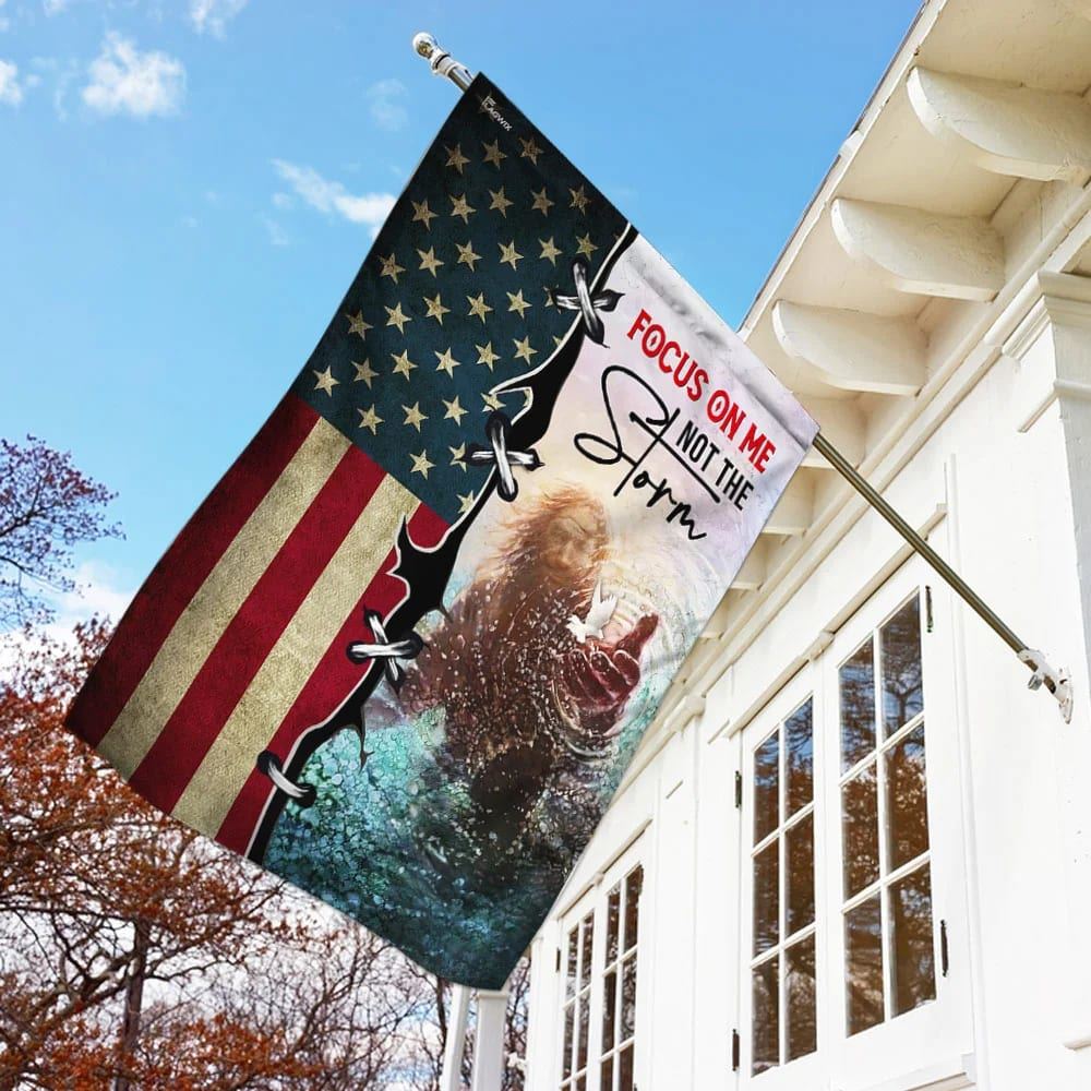 Focus On Me Not The Storm Jesus Hand Flag, Outdoor Christian House Flag, Christian Flag, Scripture Flag, Garden Banner