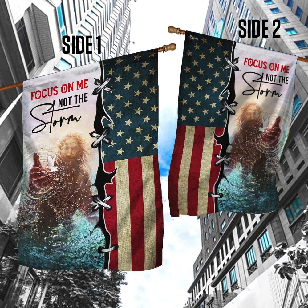 Focus On Me Not The Storm Jesus Hand Flag, Outdoor Christian House Flag, Christian Flag, Scripture Flag, Garden Banner