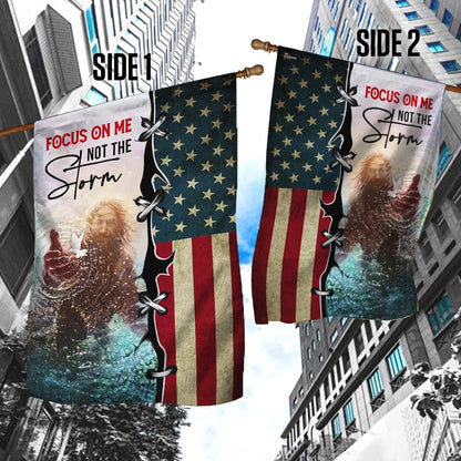 Focus On Me Not The Storm Jesus Hand Flag, Outdoor Christian House Flag, Christian Flag, Scripture Flag, Garden Banner