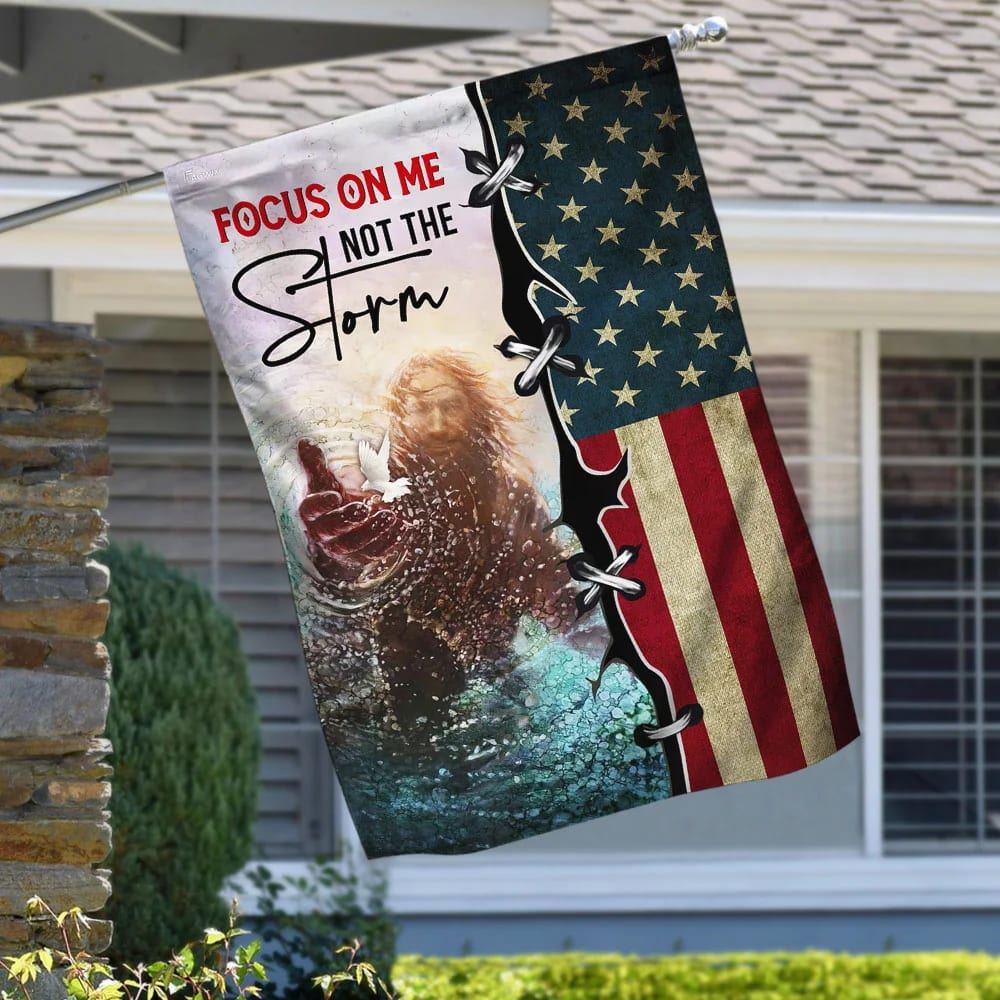 Focus On Me Not The Storm Jesus Hand Flag, Outdoor Christian House Flag, Christian Flag, Scripture Flag, Garden Banner