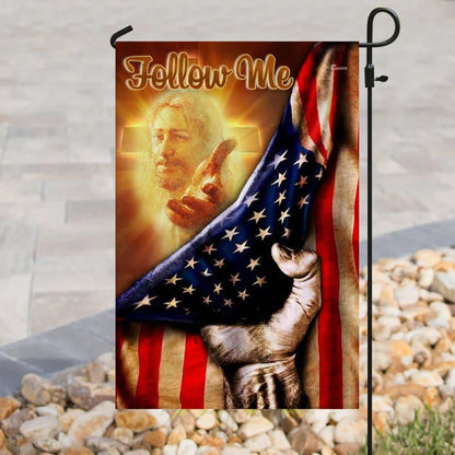 Follow Me Christian American Jesus Hand Flag, Outdoor Christian House Flag, Christian Flag, Scripture Flag, Garden Banner