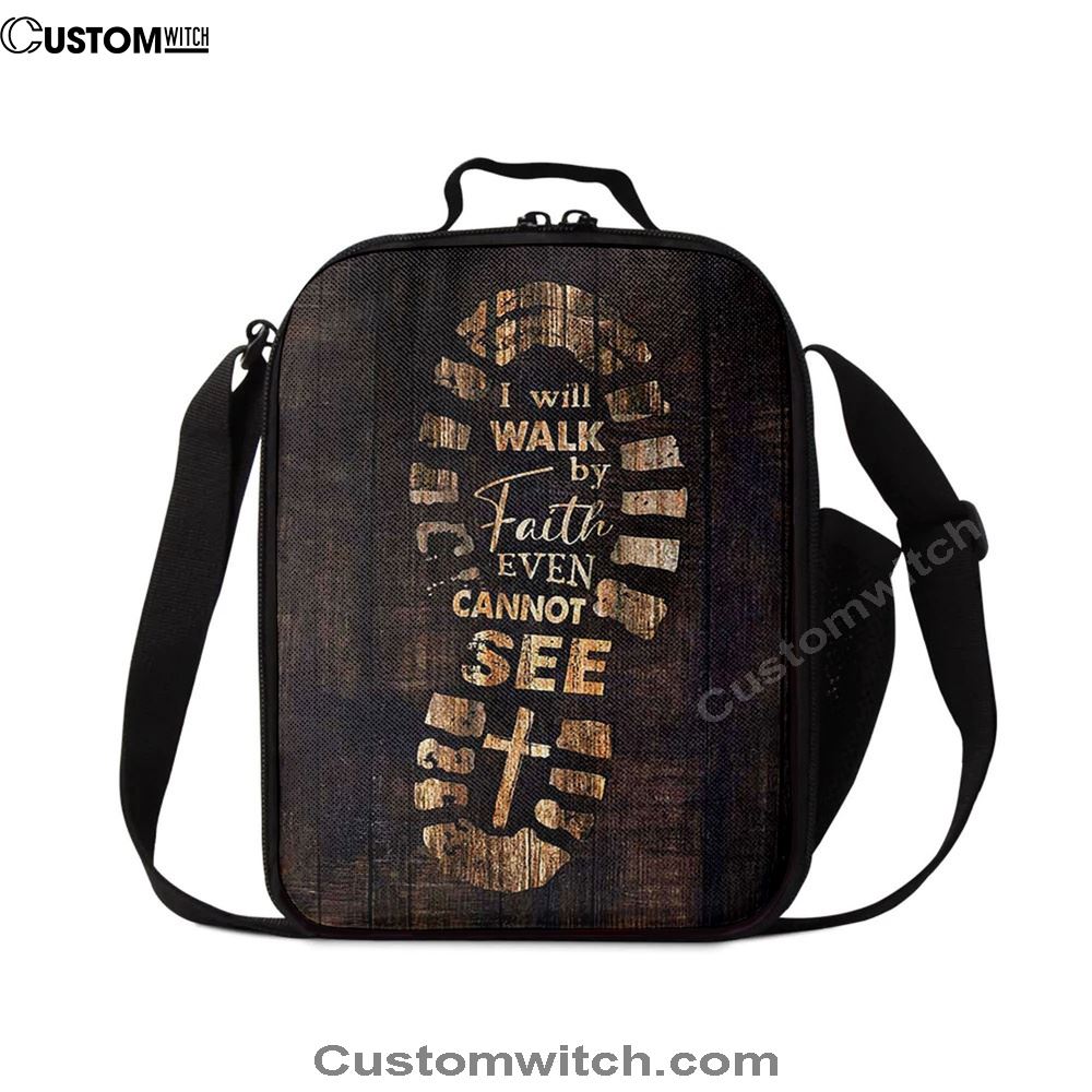 Footprint I Will Walk By Faith Even Cannot See Lunch Bag, Christian Lunch Bag, Religious Lunch Box For School, Picnic