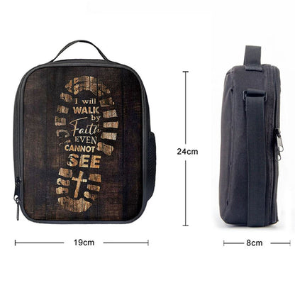 Footprint I Will Walk By Faith Even Cannot See Lunch Bag, Christian Lunch Bag, Religious Lunch Box For School, Picnic