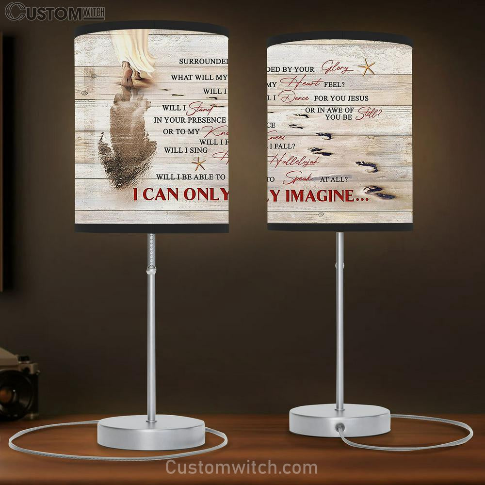 Footprints On The Beach Table Lamb - I Can Only Imagine Table Lamb Prints - Religious Table Lamb Art - Christian Home Decor