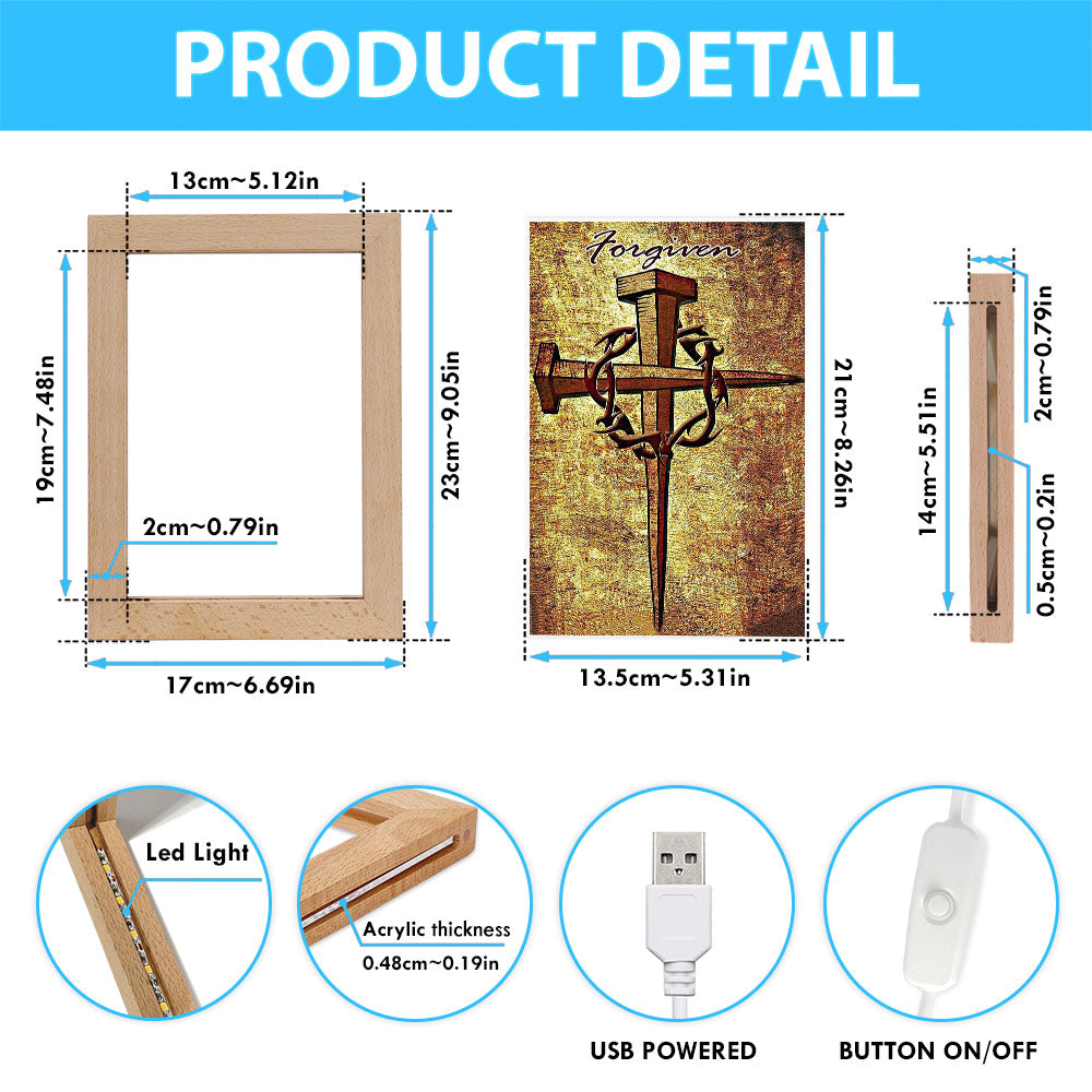 For Given Cross Frame Lamp Art - Christian Frame Lamp - Religious Gifts Night Light