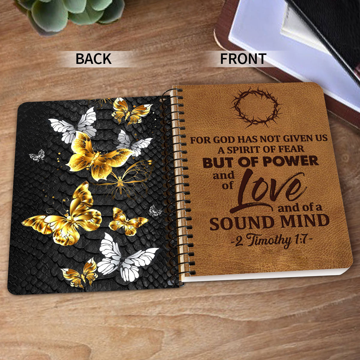 For God Has Given Us A Spirit Of Power And Of Love Butterfly Spiral Notebook, Christian Spiritual Gifts For Friends