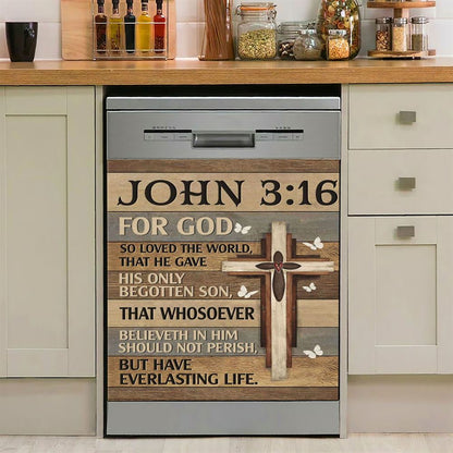 For God So Loved The World John 316 Bible Verse Dishwasher Cover, Bible Verse Dishwasher Magnet Cover, Scripture Kitchen Decor