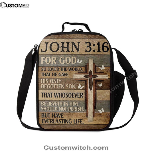 For God So Loved The World John 316 Bible Verse Lunch Bag, Christian Lunch Bag, Religious Lunch Box For School, Picnic