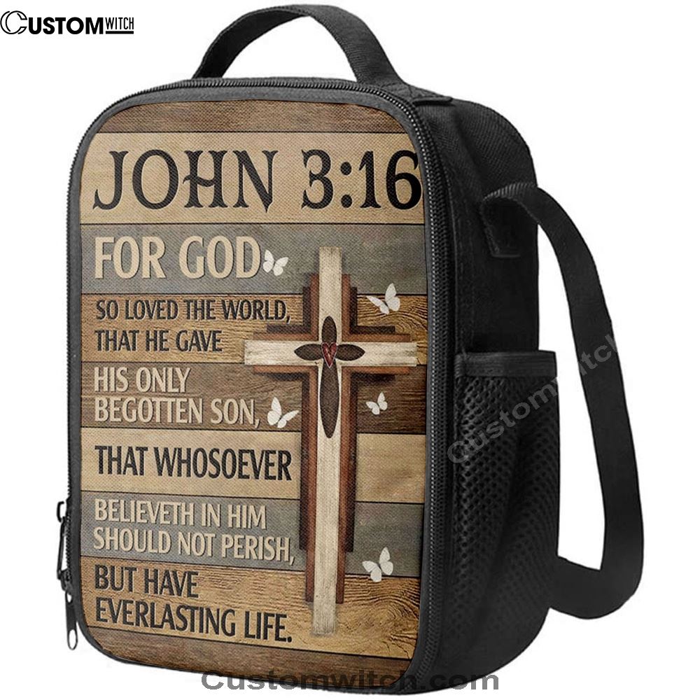 For God So Loved The World John 316 Bible Verse Lunch Bag, Christian Lunch Bag, Religious Lunch Box For School, Picnic