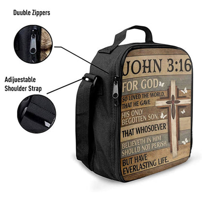 For God So Loved The World John 316 Bible Verse Lunch Bag, Christian Lunch Bag, Religious Lunch Box For School, Picnic