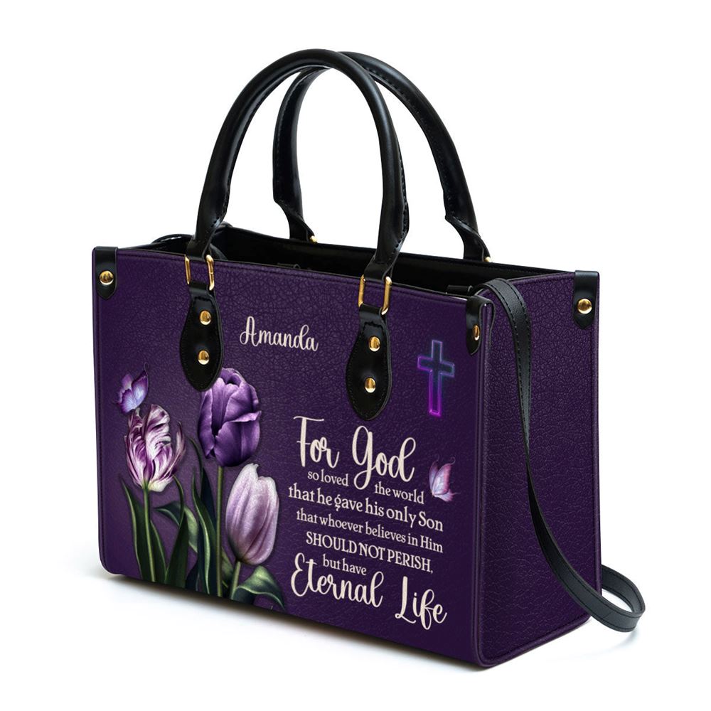 For God So Loved The World Personalized Leather Bag, Gift For Women's Ministry