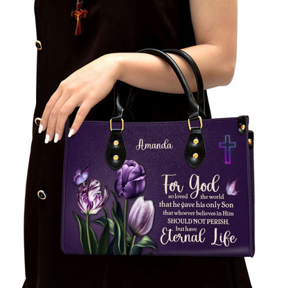 For God So Loved The World Personalized Leather Bag, Gift For Women's Ministry