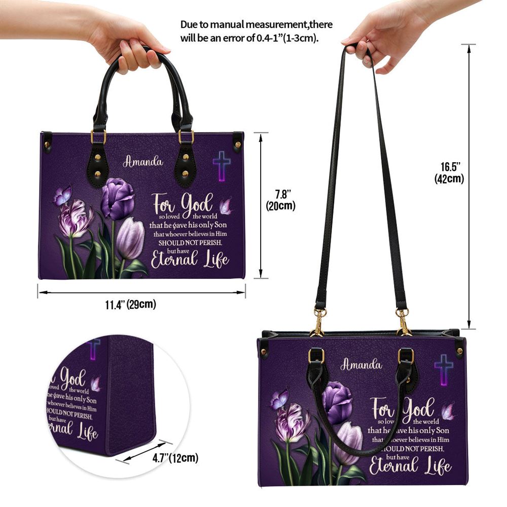 For God So Loved The World Personalized Leather Bag, Gift For Women's Ministry