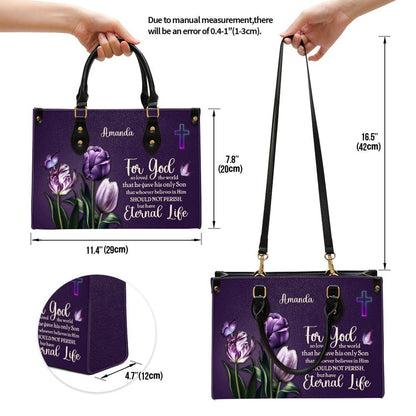 For God So Loved The World Personalized Leather Bag, Gift For Women's Ministry