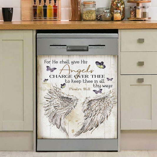 For He Shall Give His Angels Charge Over Thee Psalm 9111 Kjv Dishwasher Cover, Bible Verse Dishwasher Magnet Cover, Scripture Kitchen Decor