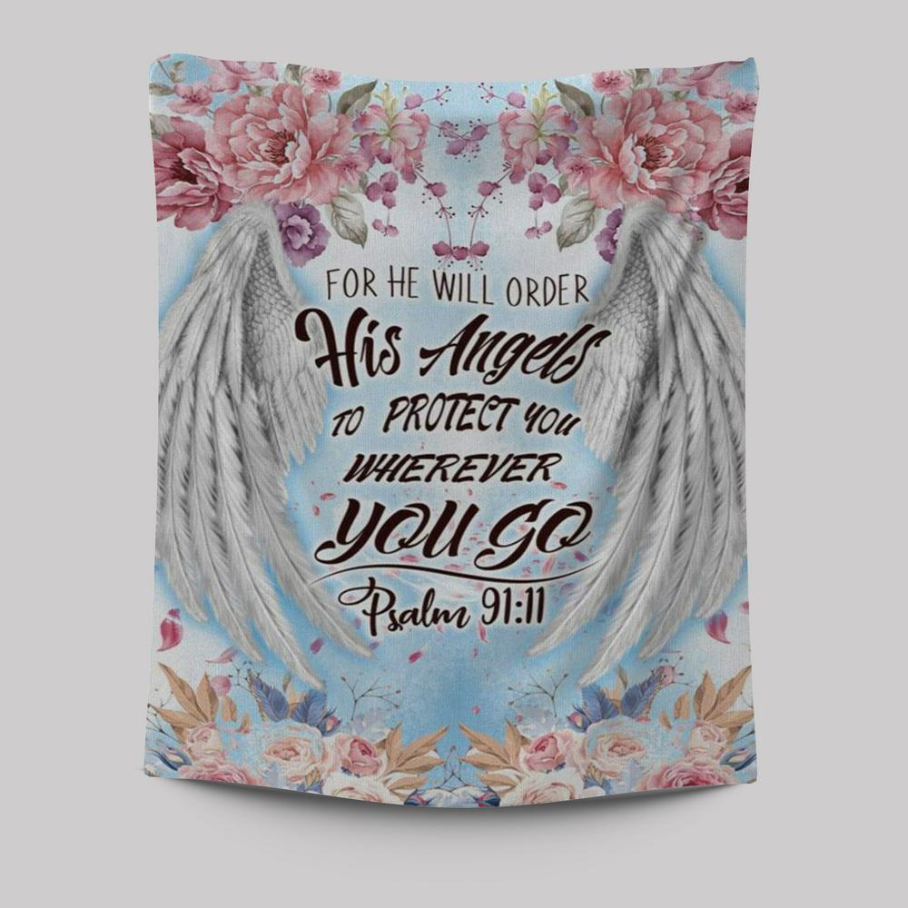 For He Will Order His Angels To Protect You Psalm 9111 Bible Verse Wall Decor Art - Bible Verse Wall Decor - Scripture Wall Art