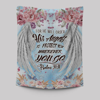 For He Will Order His Angels To Protect You Psalm 9111 Bible Verse Wall Decor Art - Bible Verse Wall Decor - Scripture Wall Art