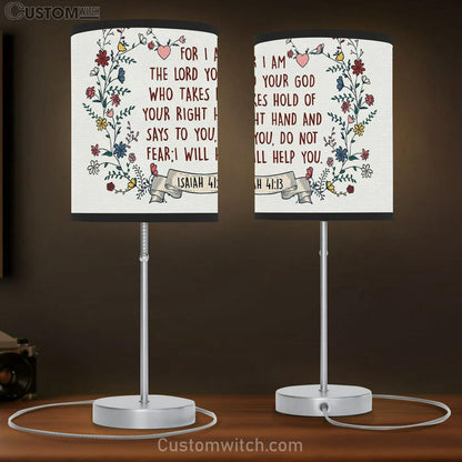 For I Am The Lord Your God Isaiah 4113 Bible Verse Table Lamb Gift - Christian Bedroom Decor