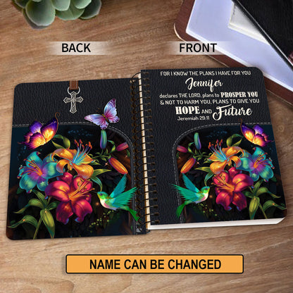 For I Know The Plans I Have For You Flower Personalized Spiral Notebook, Christian Spiritual Gifts For Friends