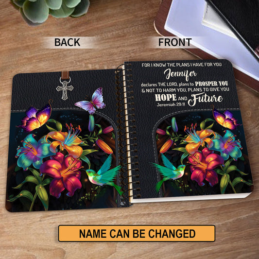 For I Know The Plans I Have For You Flower Personalized Spiral Notebook, Christian Spiritual Gifts For Friends