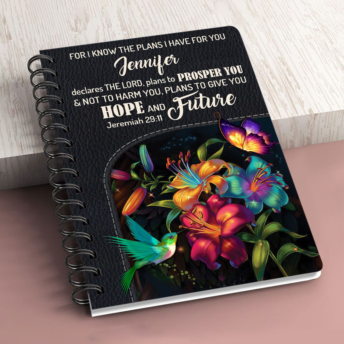 For I Know The Plans I Have For You Flower Personalized Spiral Notebook, Christian Spiritual Gifts For Friends