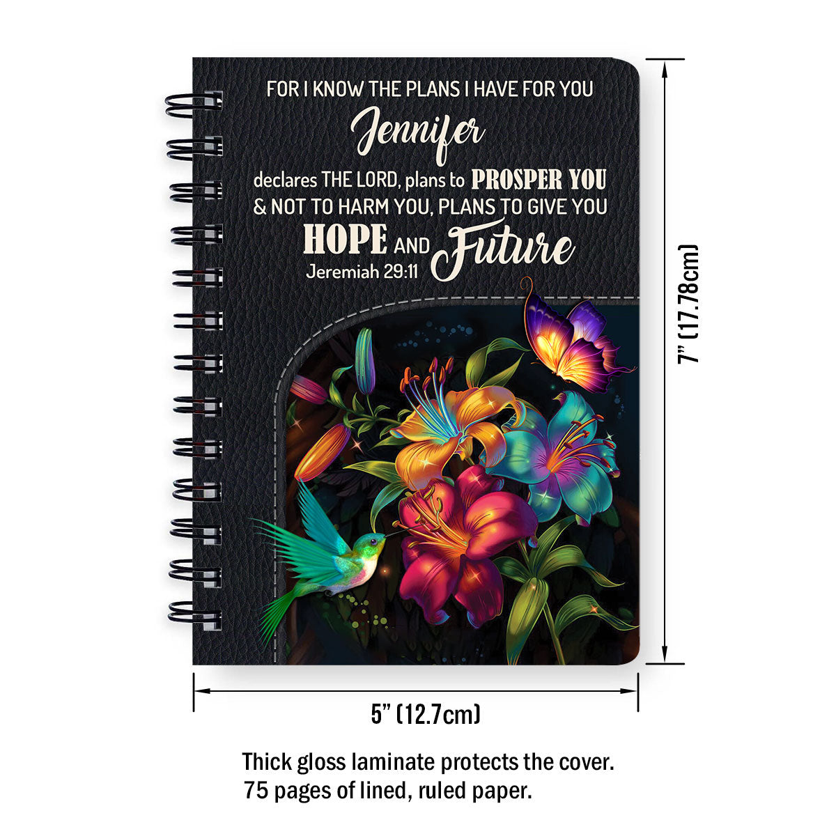 For I Know The Plans I Have For You Flower Personalized Spiral Notebook, Christian Spiritual Gifts For Friends