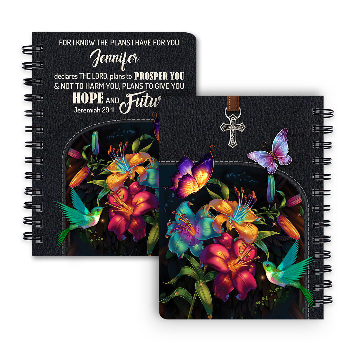For I Know The Plans I Have For You Flower Personalized Spiral Notebook, Christian Spiritual Gifts For Friends