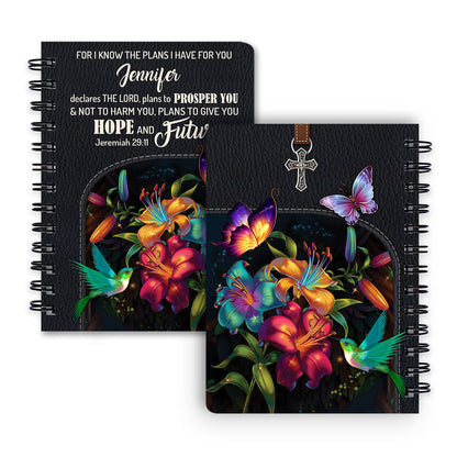 For I Know The Plans I Have For You Flower Personalized Spiral Notebook, Christian Spiritual Gifts For Friends