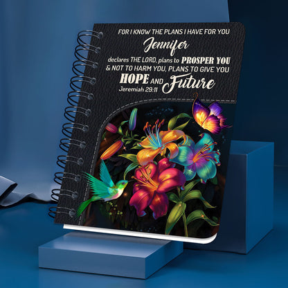 For I Know The Plans I Have For You Flower Personalized Spiral Notebook, Christian Spiritual Gifts For Friends