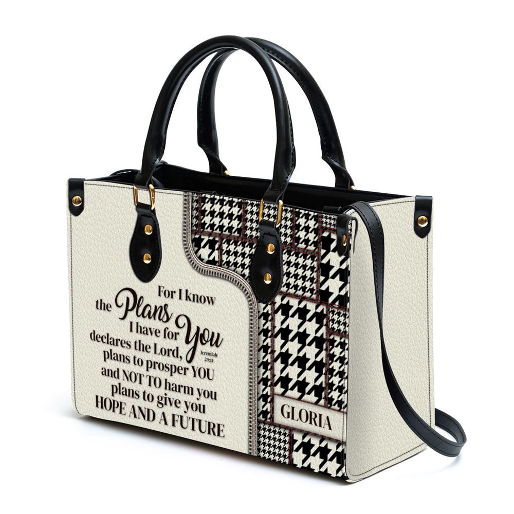 For I Know The Plans I Have For You Jeremiah 2911 Personalized Leather Handbag With Handle