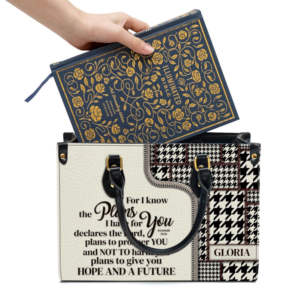 For I Know The Plans I Have For You Jeremiah 2911 Personalized Leather Handbag With Handle