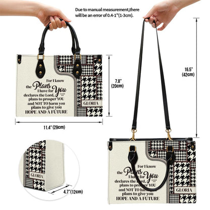 For I Know The Plans I Have For You Jeremiah 2911 Personalized Leather Handbag With Handle