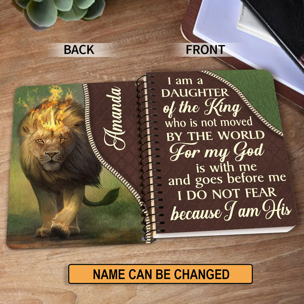 For My God Is With Me And Goes Before Me Lion Personalized Spiral Notebook, Christian Spiritual Gifts For Friends