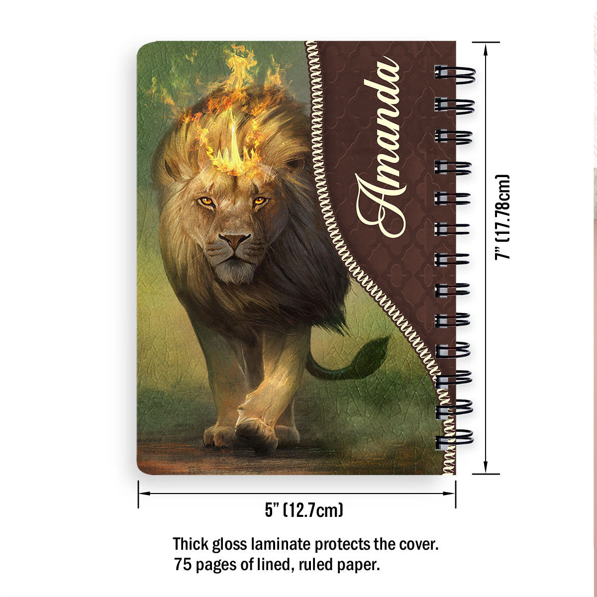 For My God Is With Me And Goes Before Me Lion Personalized Spiral Notebook, Christian Spiritual Gifts For Friends