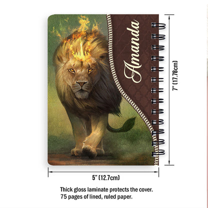 For My God Is With Me And Goes Before Me Lion Personalized Spiral Notebook, Christian Spiritual Gifts For Friends