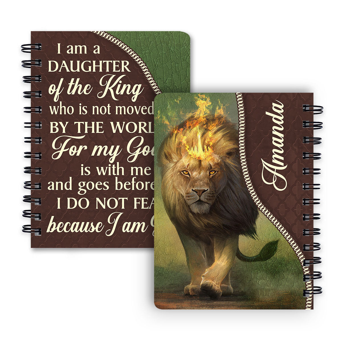 For My God Is With Me And Goes Before Me Lion Personalized Spiral Notebook, Christian Spiritual Gifts For Friends