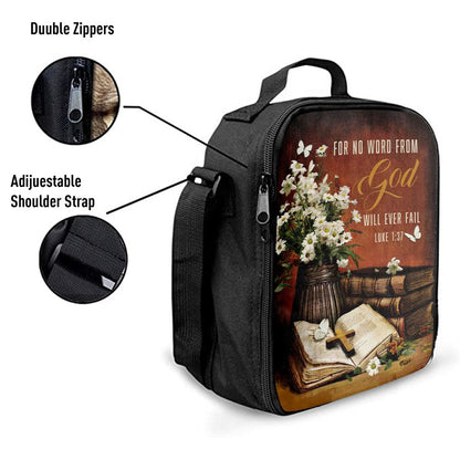 For No Word From God Will Ever Fail Luke 137 Farmhouse Lunch Bag, Christian Lunch Bag, Religious Lunch Box For School, Picnic