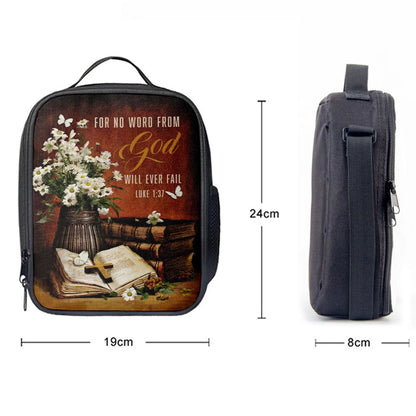 For No Word From God Will Ever Fail Luke 137 Farmhouse Lunch Bag, Christian Lunch Bag, Religious Lunch Box For School, Picnic