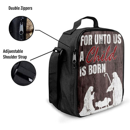 For Unto Us A Child Is Born Christian Christmas Lunch Bag, Christian Lunch Bag, Religious Lunch Box For School, Picnic