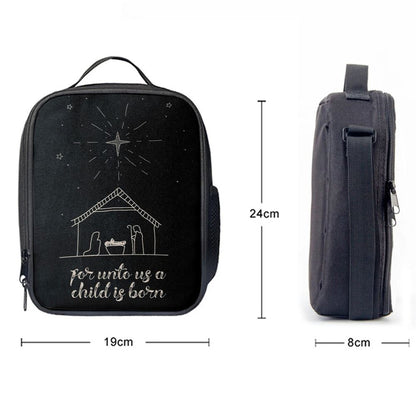 For Unto Us A Child Is Born Nativity Of Jesus Christmas Lunch Bag, Christian Lunch Bag, Religious Lunch Box For School, Picnic