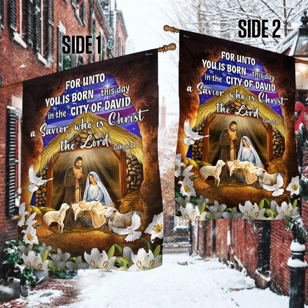  For Unto You Is Born This Day A Savior Who Is Christ The Lord Flag, Christian Christmas House Flag, Christmas Outdoor Decor Ideas